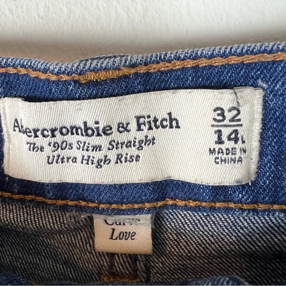 Abercrombie & Fitch 90s Slim Straight Jeans Dark Wash Curve Love Size 32/14 Long - Picture 5 of 7